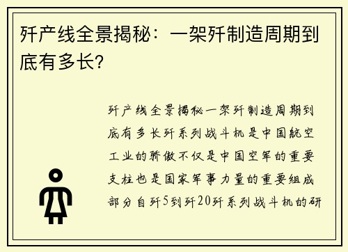 歼产线全景揭秘:一架歼制造周期到底有多长? 歼产线全景揭秘:一架歼制造周期到底有多长?